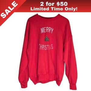 [Sale: 2 for $50!] Red Christmas Sweatshirt Hanes Premium Weight 0253